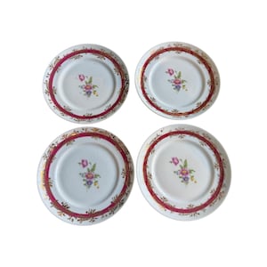 Schmidt Brazil Porcelain Bread Plate Set of 4 Floral and Gilded Borders 6"