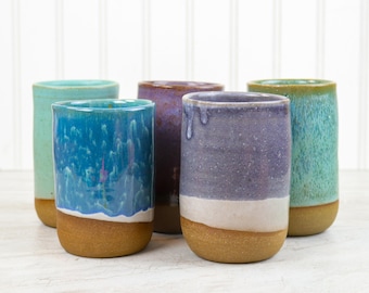 Ceramic Tumbler, Tall, Large Drinking/Water Cup, Stoneware Pottery, Wheel Thrown, Bathroom, Kitchen, Gift