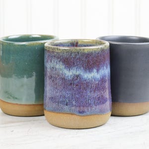 Vaso de cerámica, taza para beber/agua, cerámica de gres torneada, 355-385 ml (12-14 onzas líquidas). Ideal para baño, cocina y regalo.