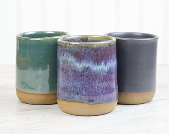 Ceramic Tumbler, Drinking/Water Cup, Wheel-Thrown Stoneware Pottery, 12-14 Fl. oz Bathroom, Kitchen, Gift