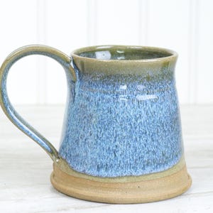 Ceramiczny kubek do kawy, duży, brukowany i niebieski, ceramika kamionkowa, toczony na kole, ręcznie robiony, kubek do tankowania
