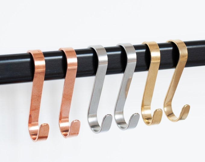 Kitchen S Hooks, Solid Brass S Hooks, Stainless Steel S Hooks, Copper S