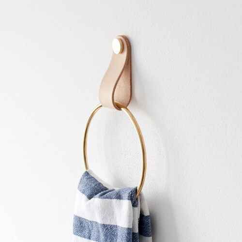 Minimalist Leather Strap Hanger for Bath Towel Holder Leather Etsy