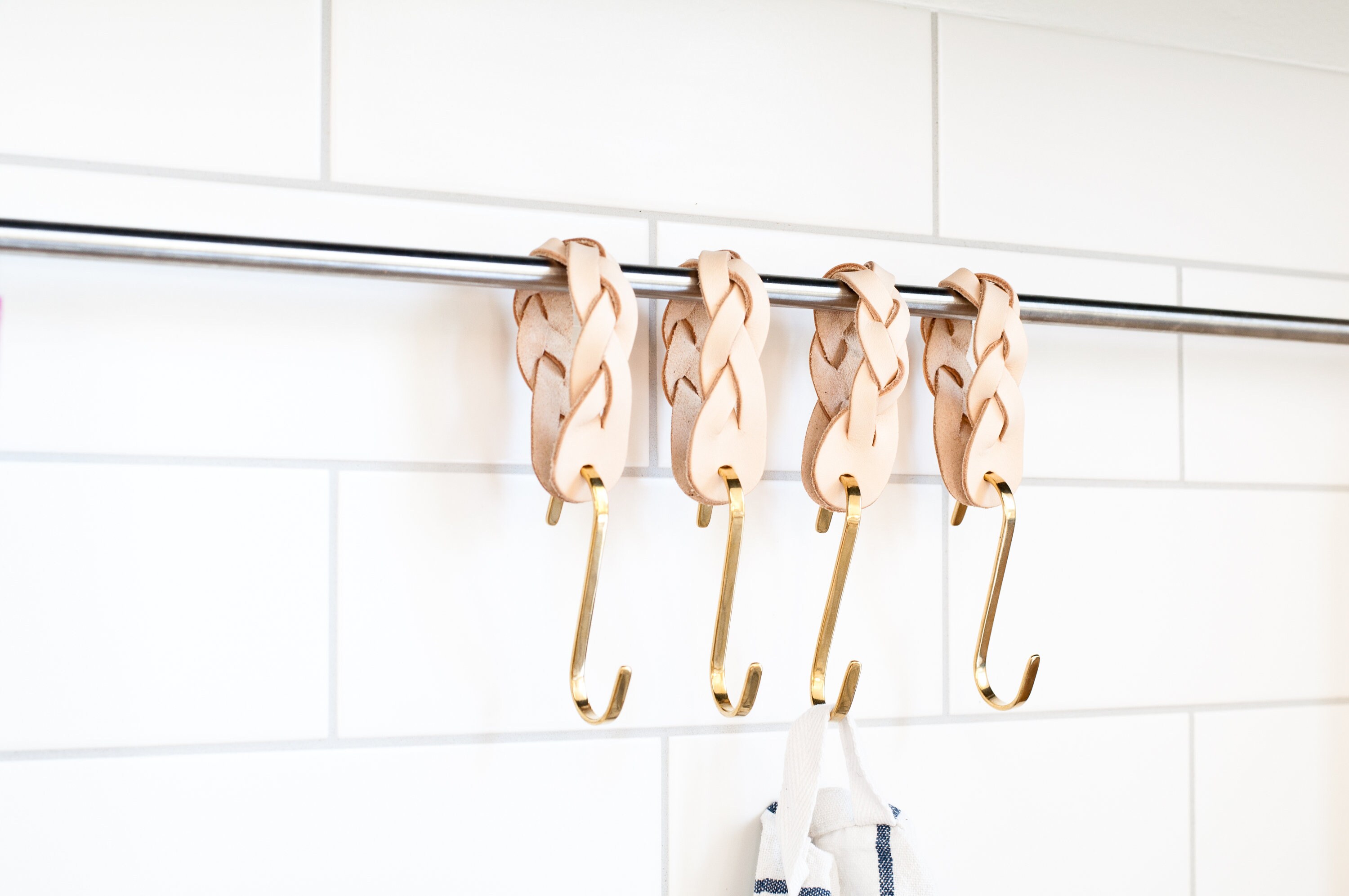 Cocina de cuero S ganchos ganchos S de latón sólido | Etsy