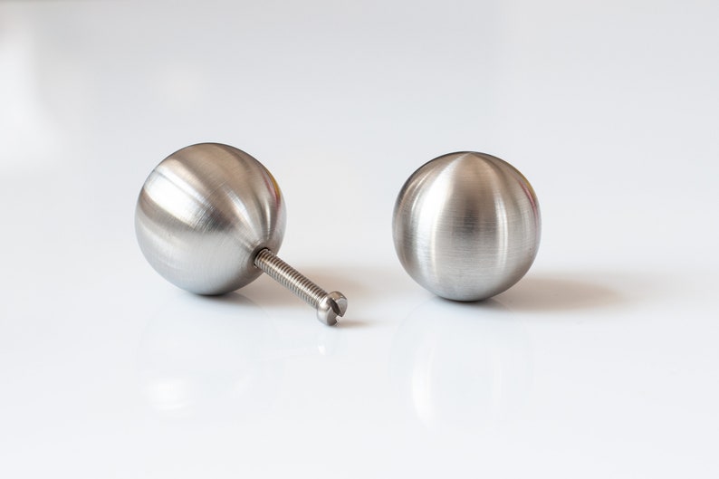Brushed Stainless Steel Ball Knobs Steel Knob Etsy
