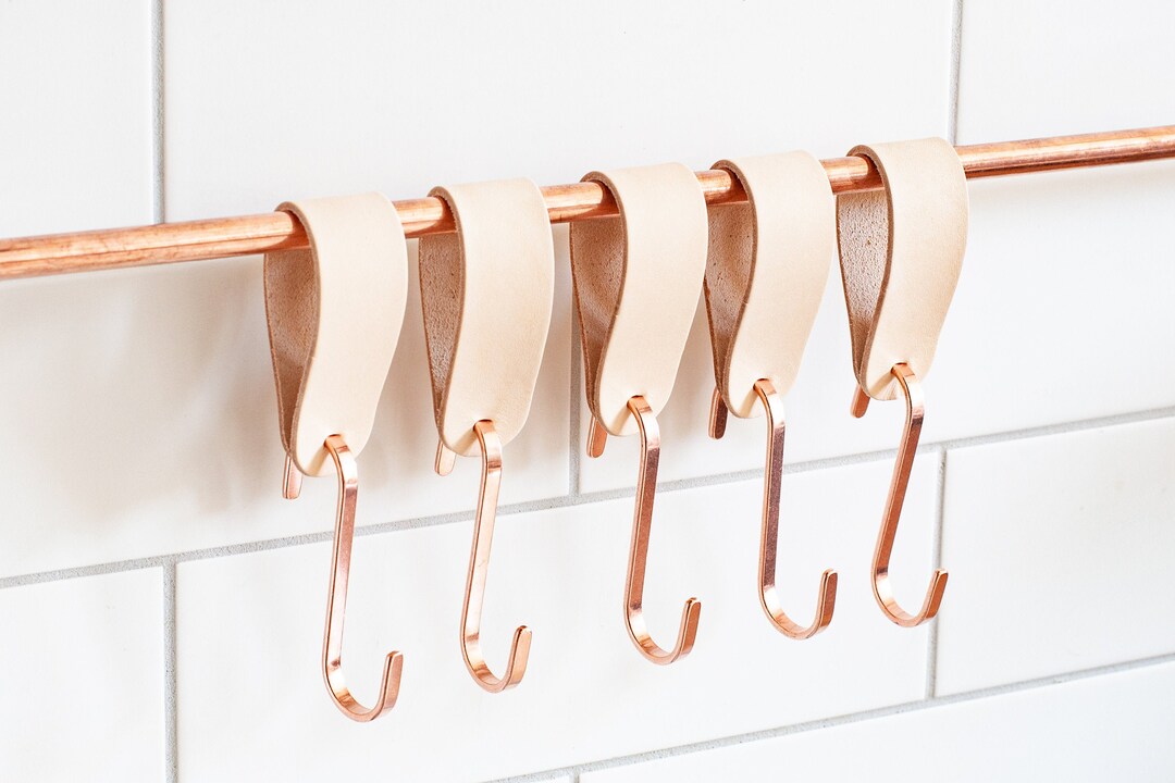 Leather Kitchen S Hooks, Copper S Hooks, Solid Brass S Hooks, Hook