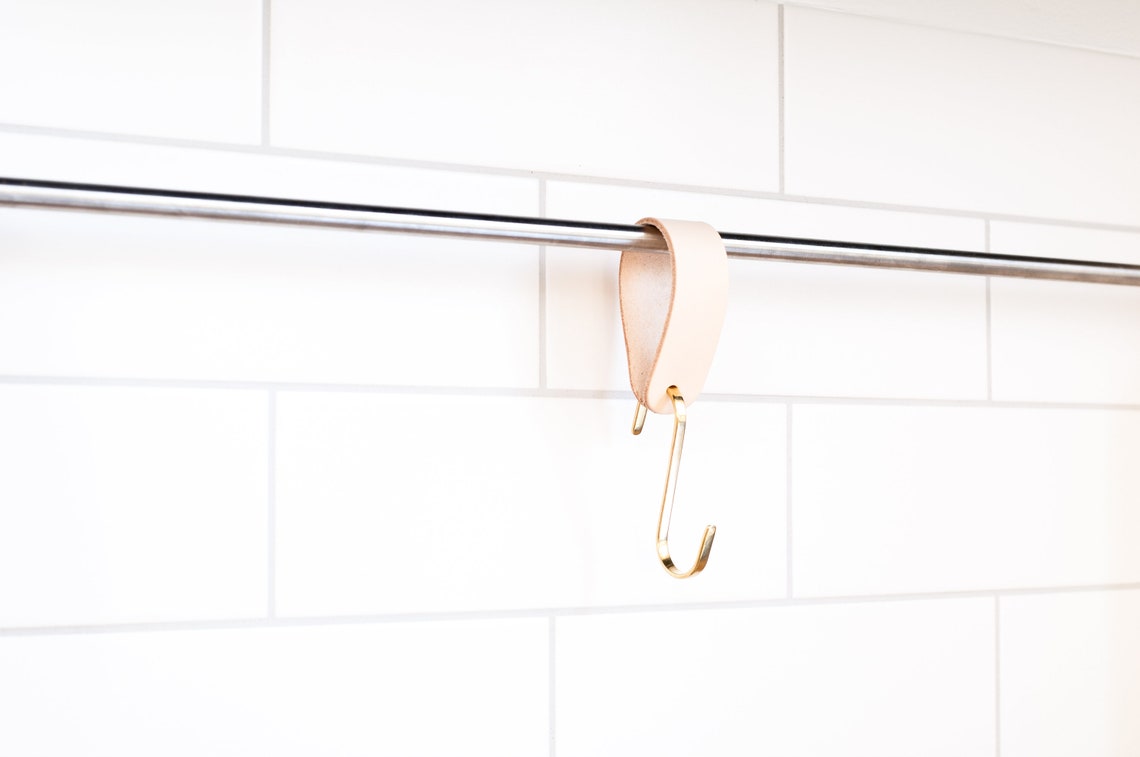 Leather Kitchen S Hooks Copper S Hooks Solid Brass S Etsy