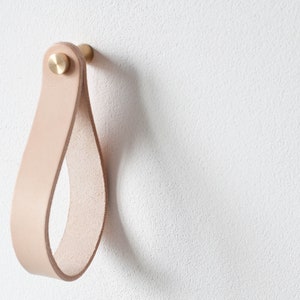 leather strap hanger, leather wall hook, leather loop, leather hanger, hanging strap wall hanging strap leather organizer brass hook leather image 8