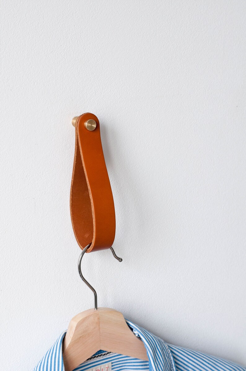 Leather Strap Hanger Leather Wall Hook Leather Loop Leather Etsy