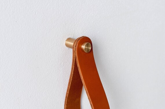 Loop Round Handle, Black leather, Polished Copper