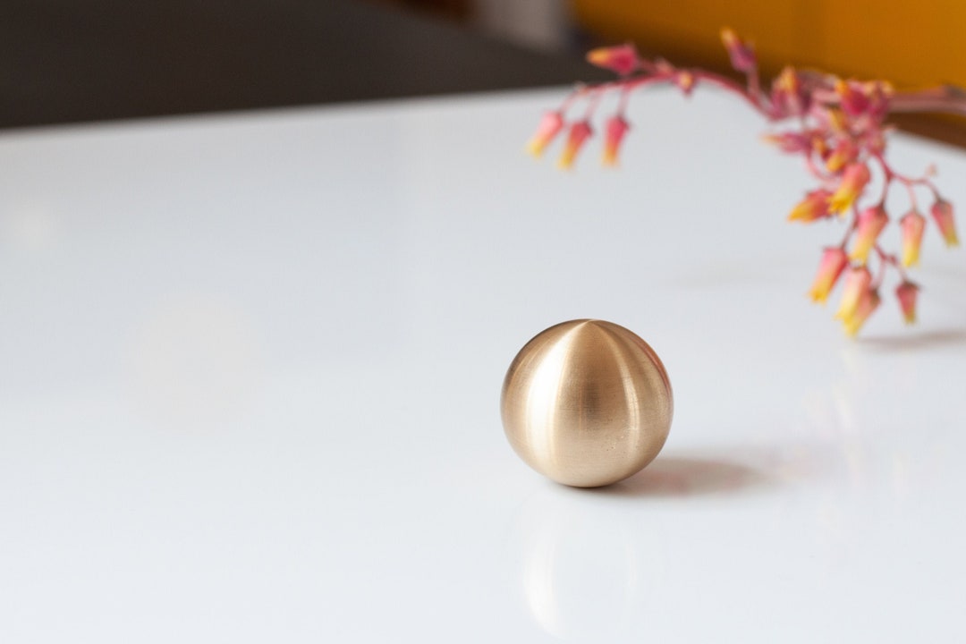 Brushed Solid Brass Ball Knob, Brass Knob, Brushed Brass Knob