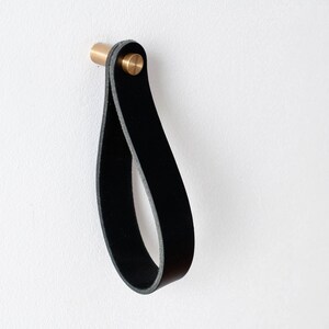 leather strap hanger, leather wall hook, leather loop, leather hanger, hanging strap, wall hanging strap, leather organizer, brass hook image 10