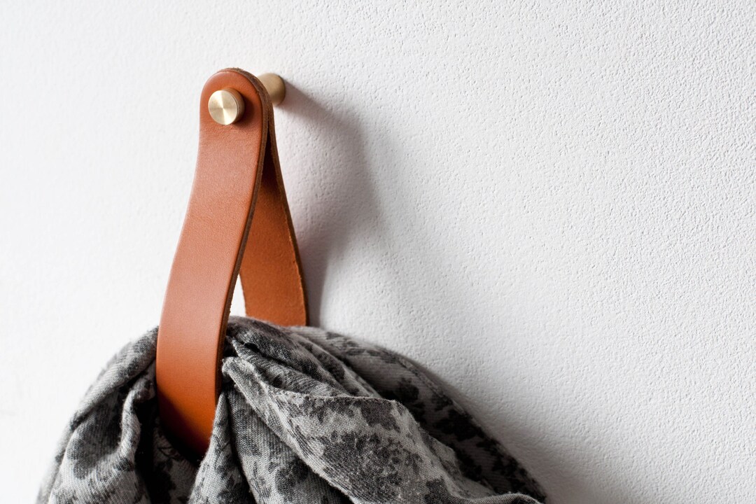 Leather Strap Hanger Leather Wall Hook Leather Loop Leather Etsy