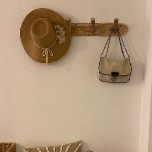 Wall-mounted coat rack from recycled pallet wood and driftwood image 9