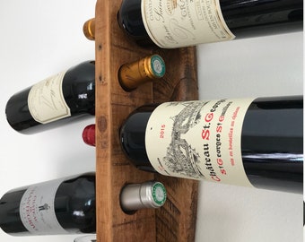 Recycled pallet wood bottle holder wall shelf - NOSE RIDER wine bar