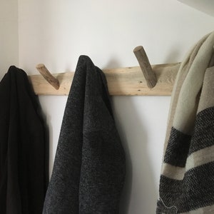 Wall-mounted coat rack from recycled pallet wood and driftwood image 10