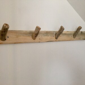 Wall-mounted coat rack from recycled pallet wood and driftwood image 2