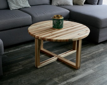 Pièce unique - table basse ronde en bois de palette recyclé Fifty Shades