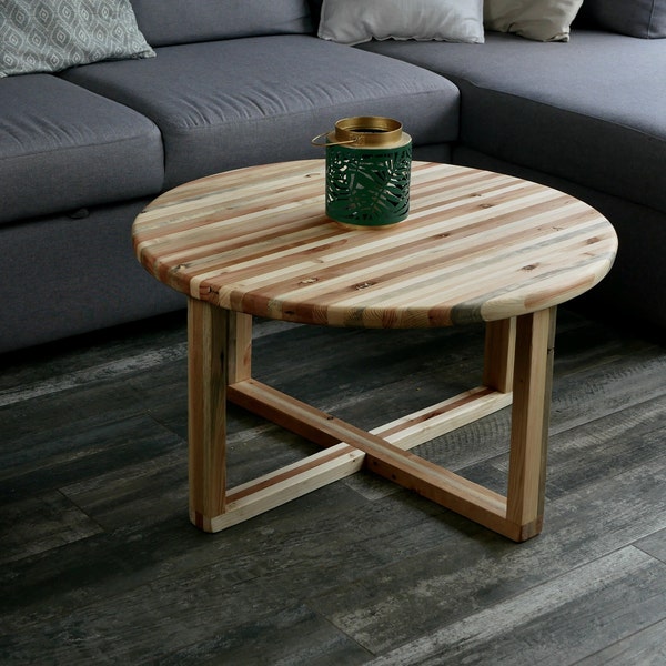 Pièce unique - table basse ronde en bois de palette recyclé Fifty Shades