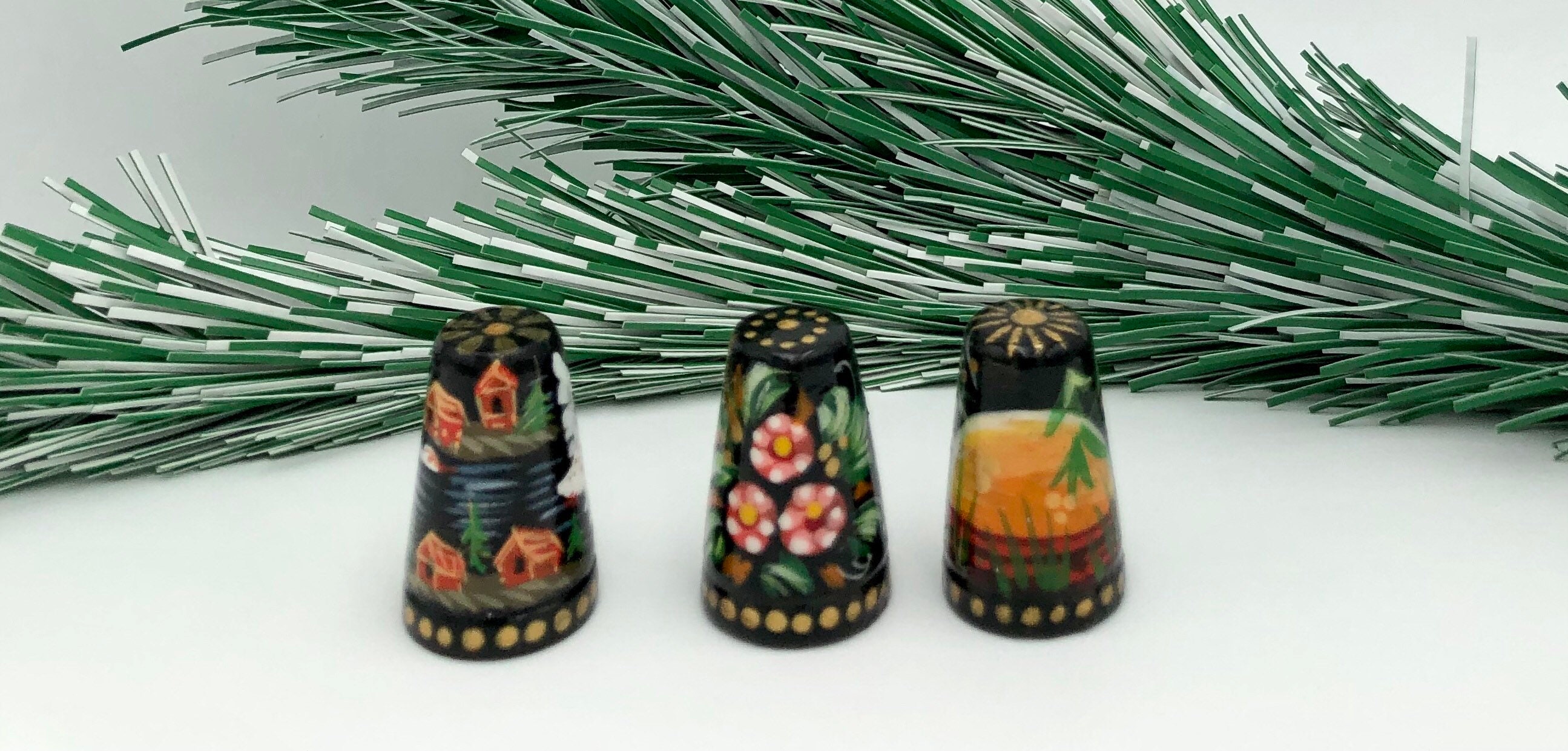 Collectible thimbles set with 3 handmade wood Etsy