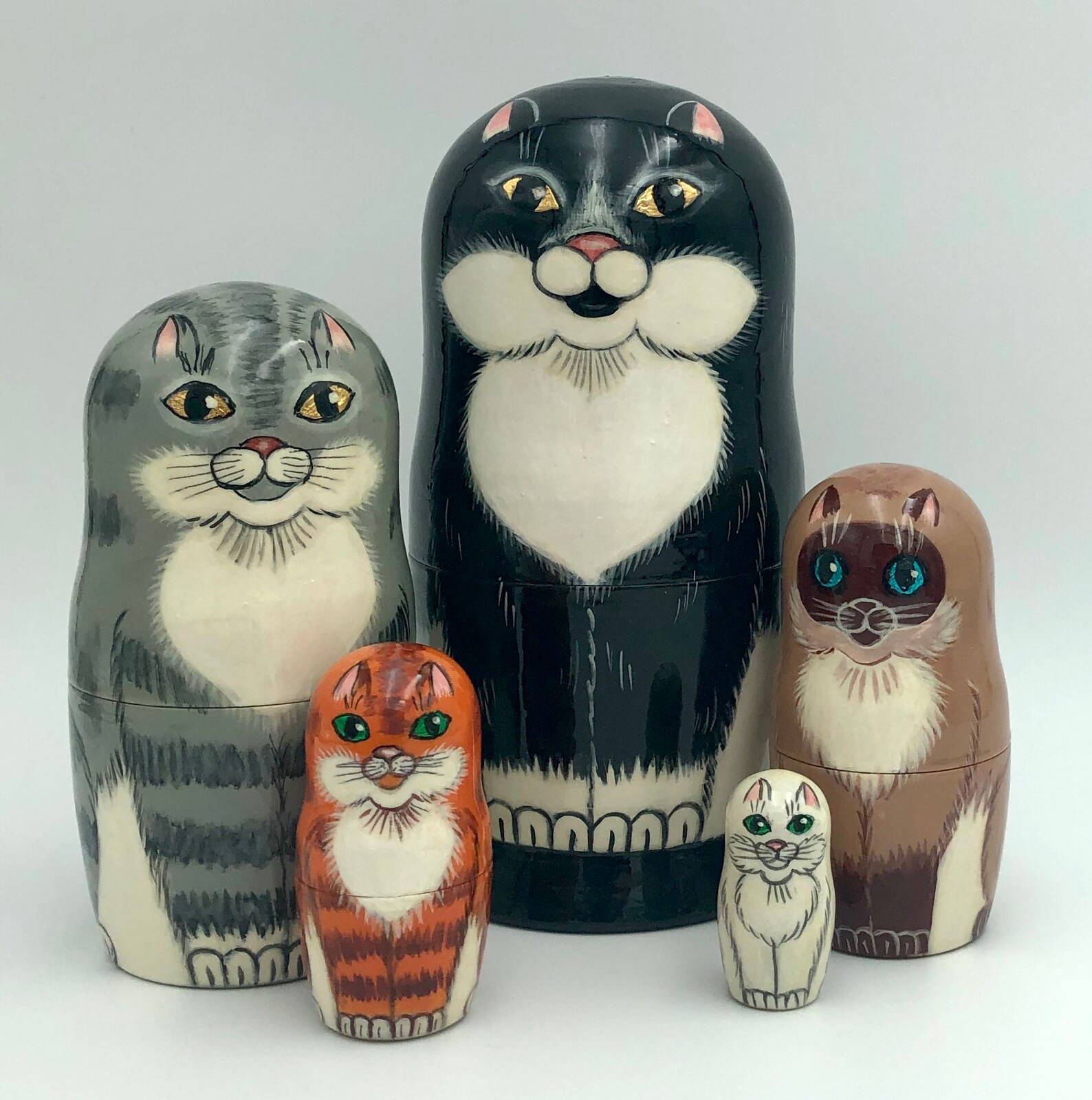 Russian Nesting Dolls Matryoshka Babushka Cats Etsy