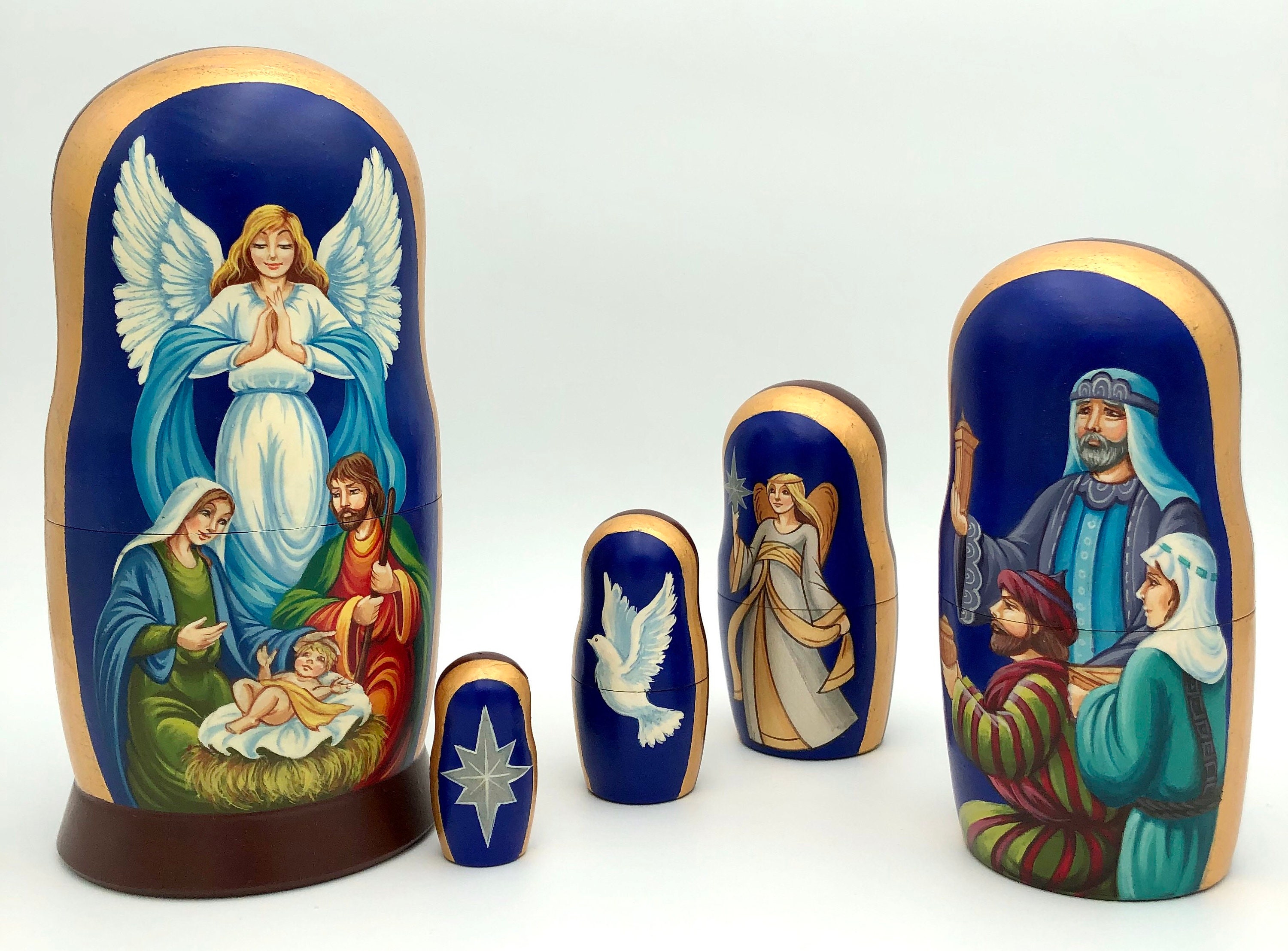 Christmas Nesting Dolls Nativity Scene Matryoshka Babushka Etsy