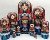 10-pieces Matryoshka set, Russian Nesting dolls, Babushka