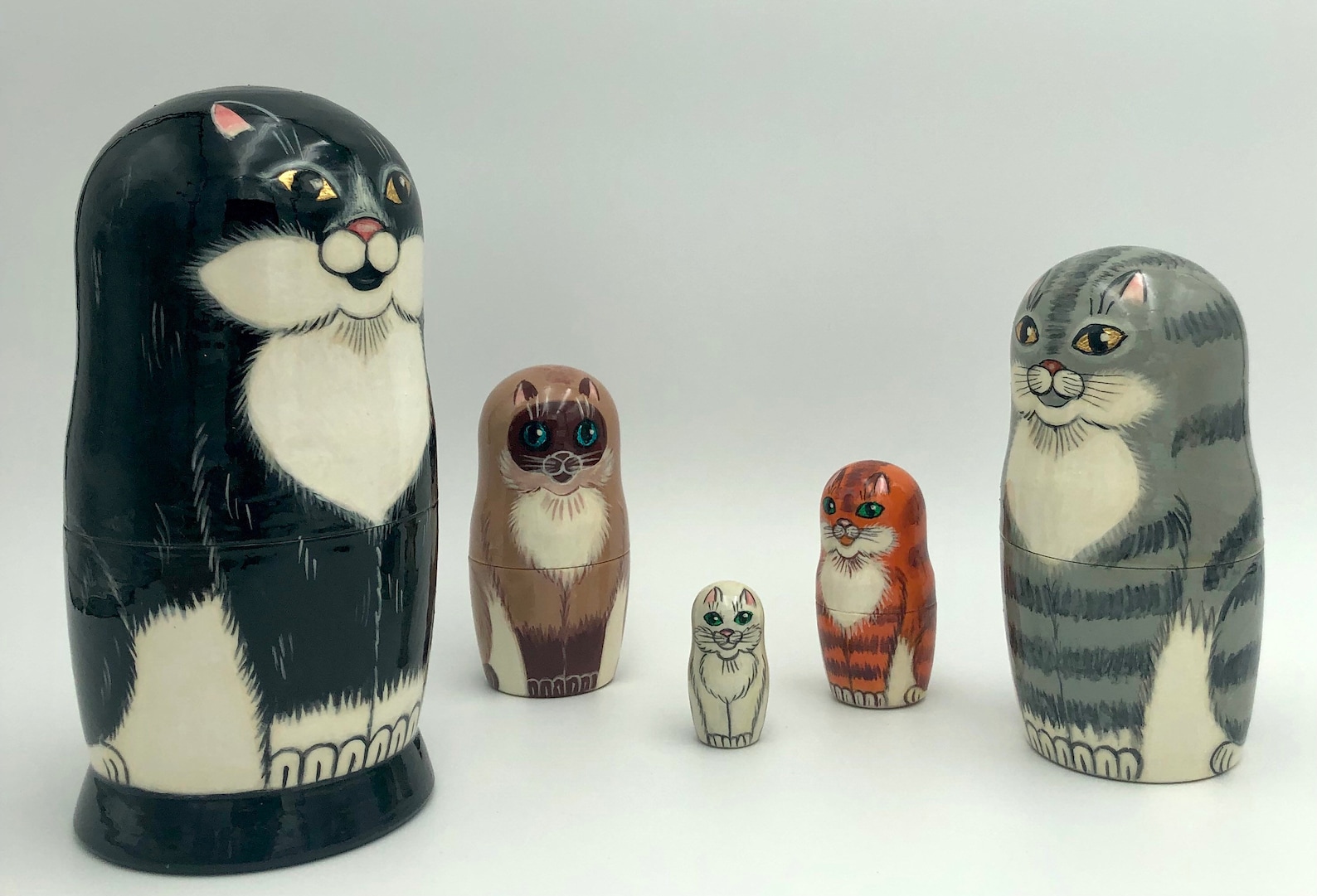Russian Nesting Dolls Matryoshka Babushka Cats Etsy