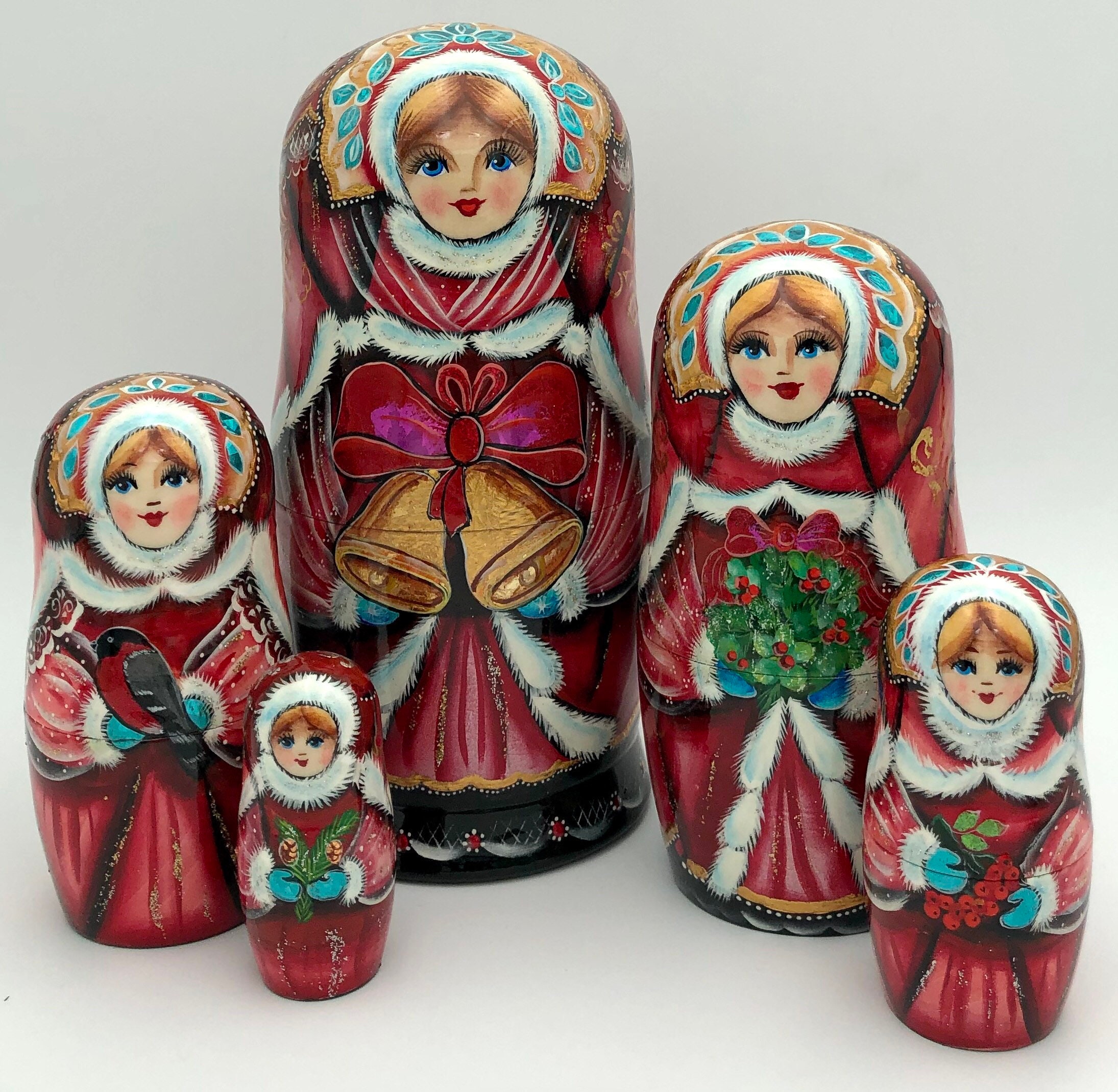 Christmas Style Russian Nesting Dolls Matryoshka Babushka Etsy