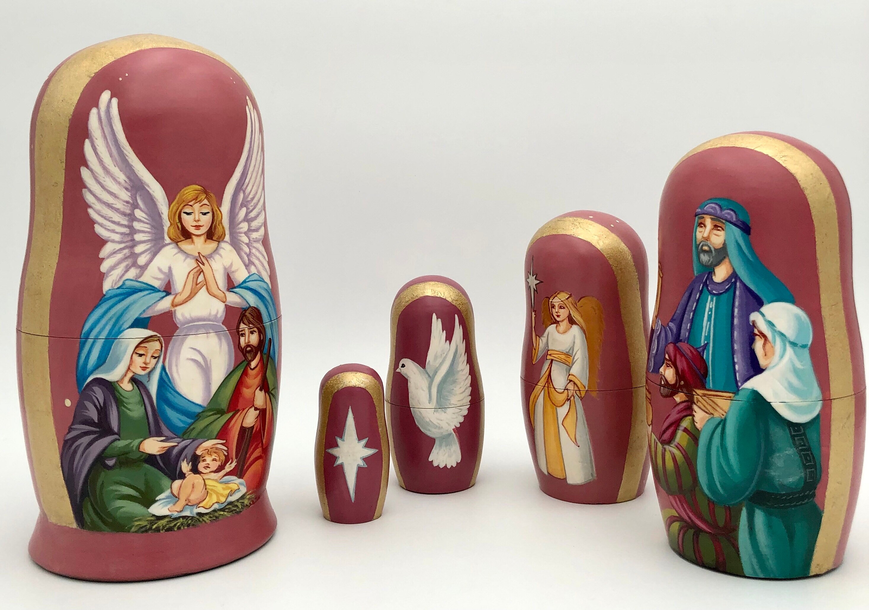 Christmas Nesting Dolls Nativity Scene Matryoshka Babushka Etsy