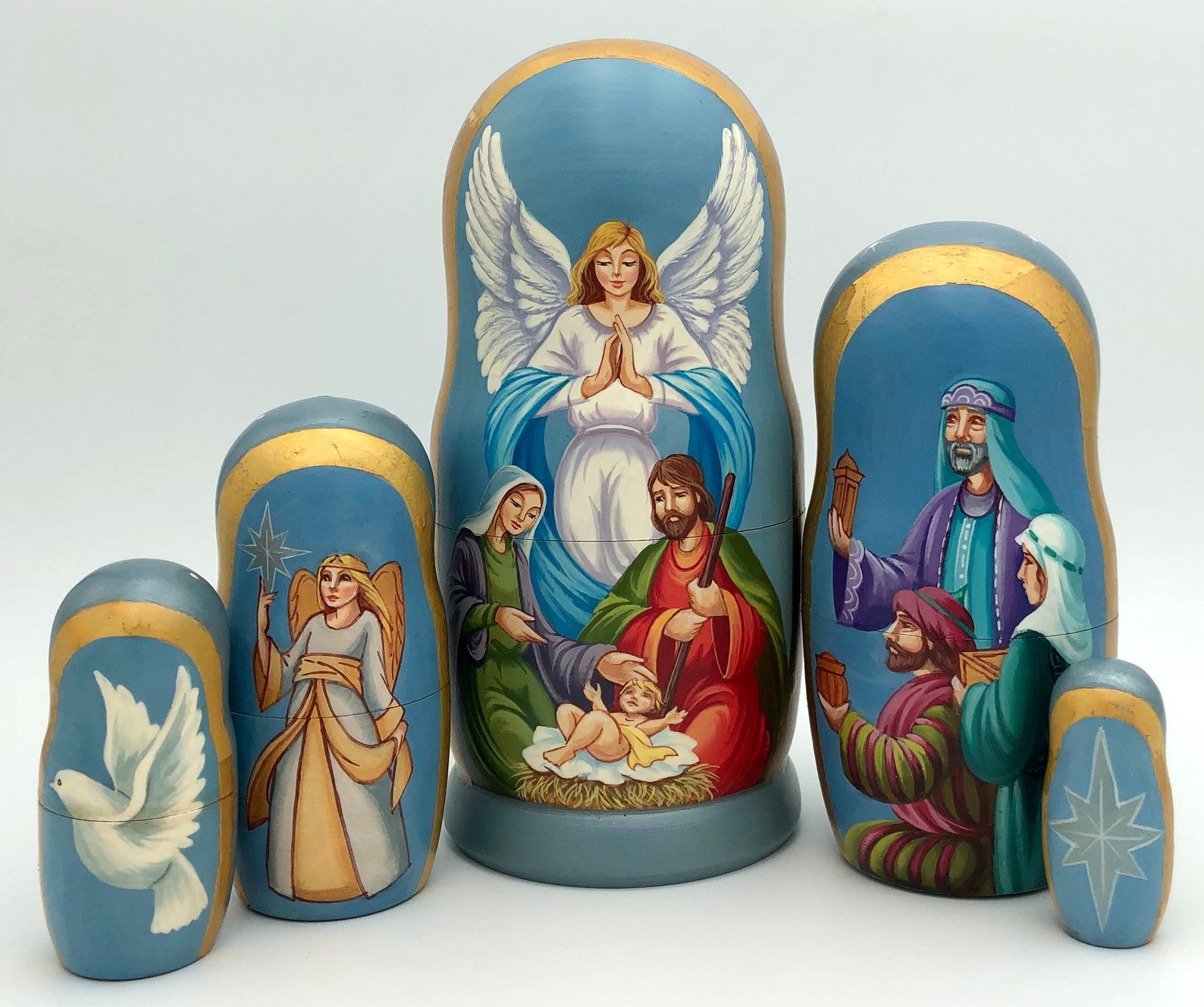 Christmas Nesting Dolls Nativity Scene Matryoshka Babushka Etsy