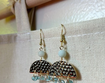 Handmade earrings with apatite and amazonite gemstones