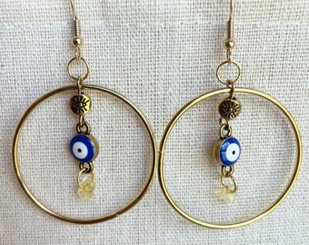 Handmade one of a kind earrings with citrine gemstones