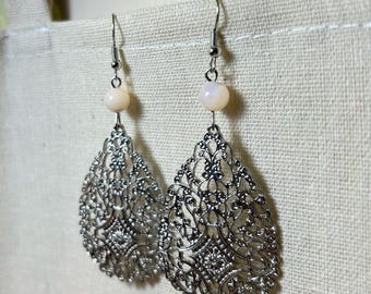 Handmade earrings with quartz gemstones