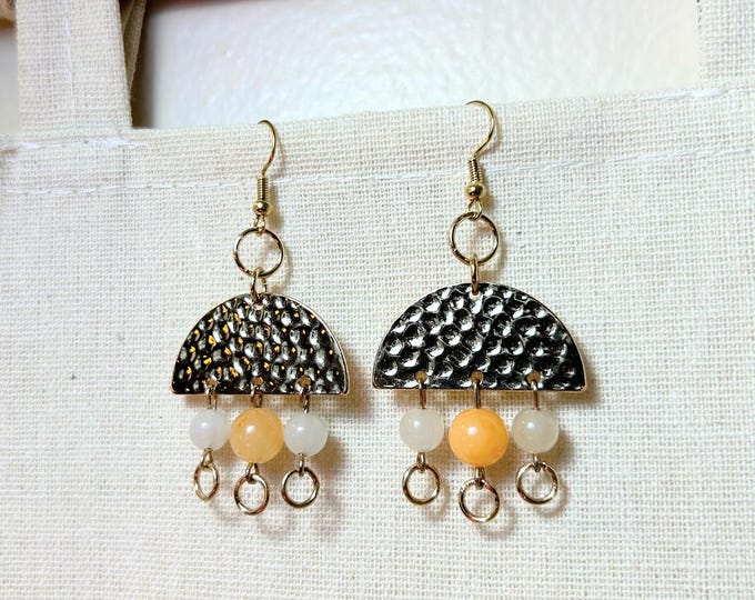 Featured listing image: One of a kind handmade earrings with light imperial jade gemstones