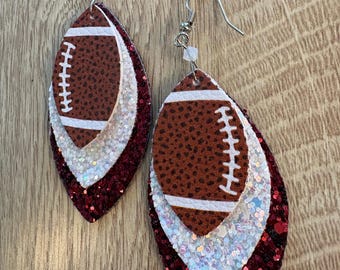 Handmade Ohio State football earrings with glass beads, approx. 2 inches