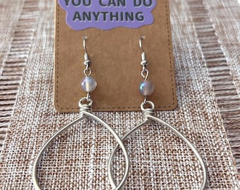 Handmade earrings with iridescent agate gemstones