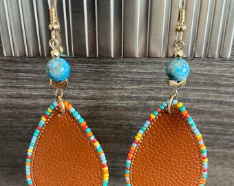 Unique handmade earrings with kyanite and hematite gemstones