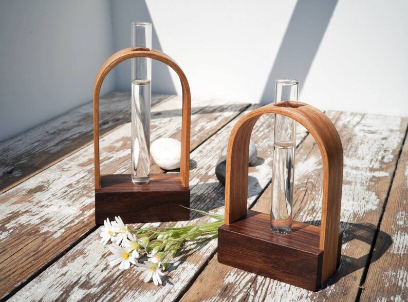 Wooden test tube vase flower stand hydroponic vase Etsy