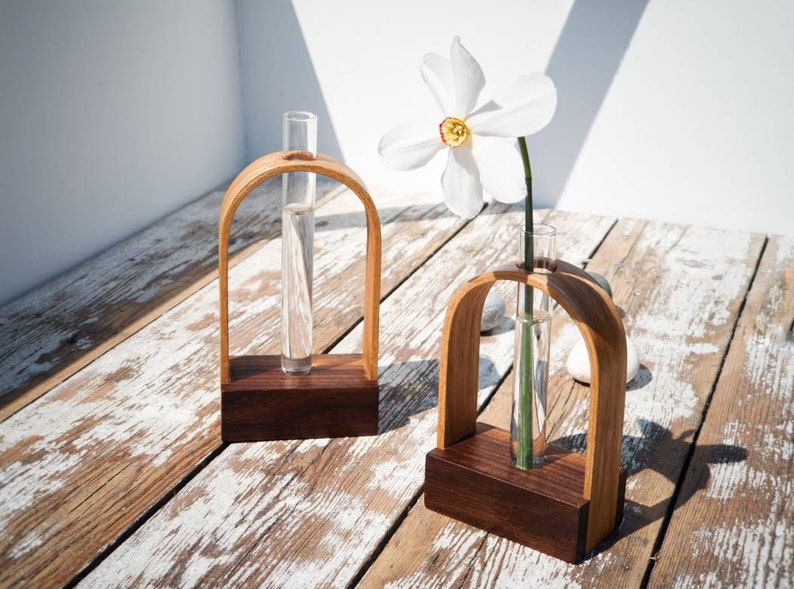 Wooden test tube vase flower stand hydroponic vase Etsy