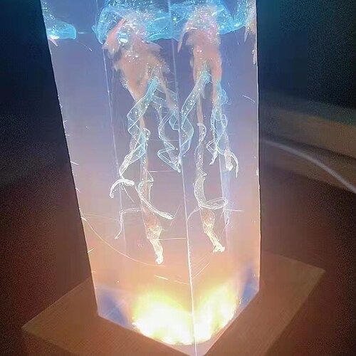Jellyfish Wooden Resin Table Lamp/Jellyfish Wood Resin Night Light/Wood Resin shops Art Night Light