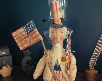 Primitive Farmhouse Folk Art Uncle Sam