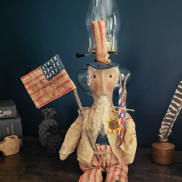 Primitive Farmhouse Folk Art Uncle Sam