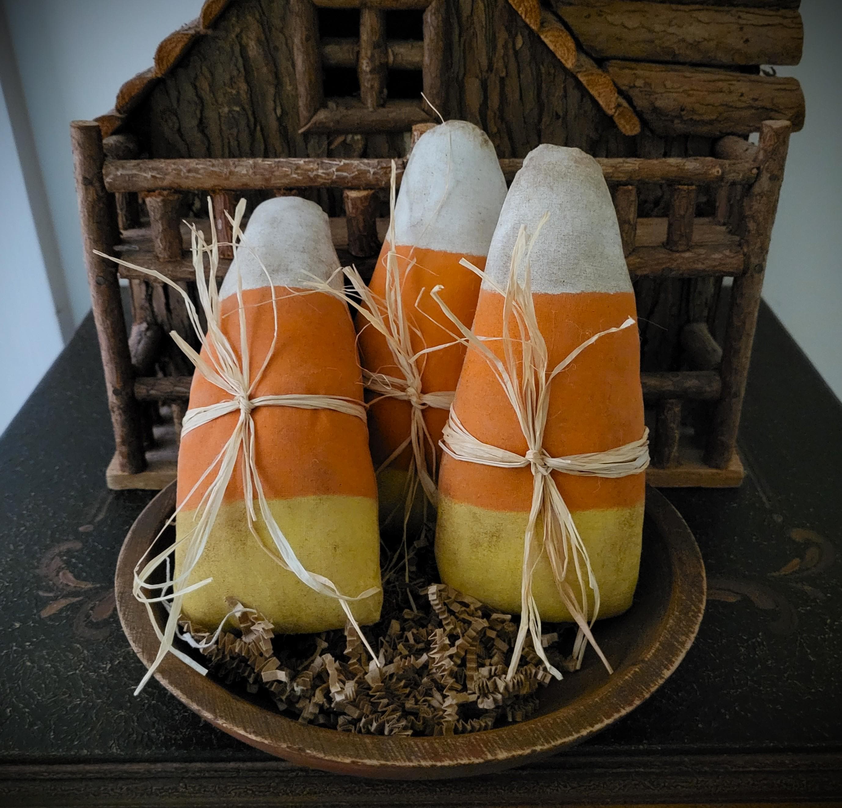Primitive Autumn Fall Halloween Candy Corn Bowl Fillers Cupboard Tucks ...