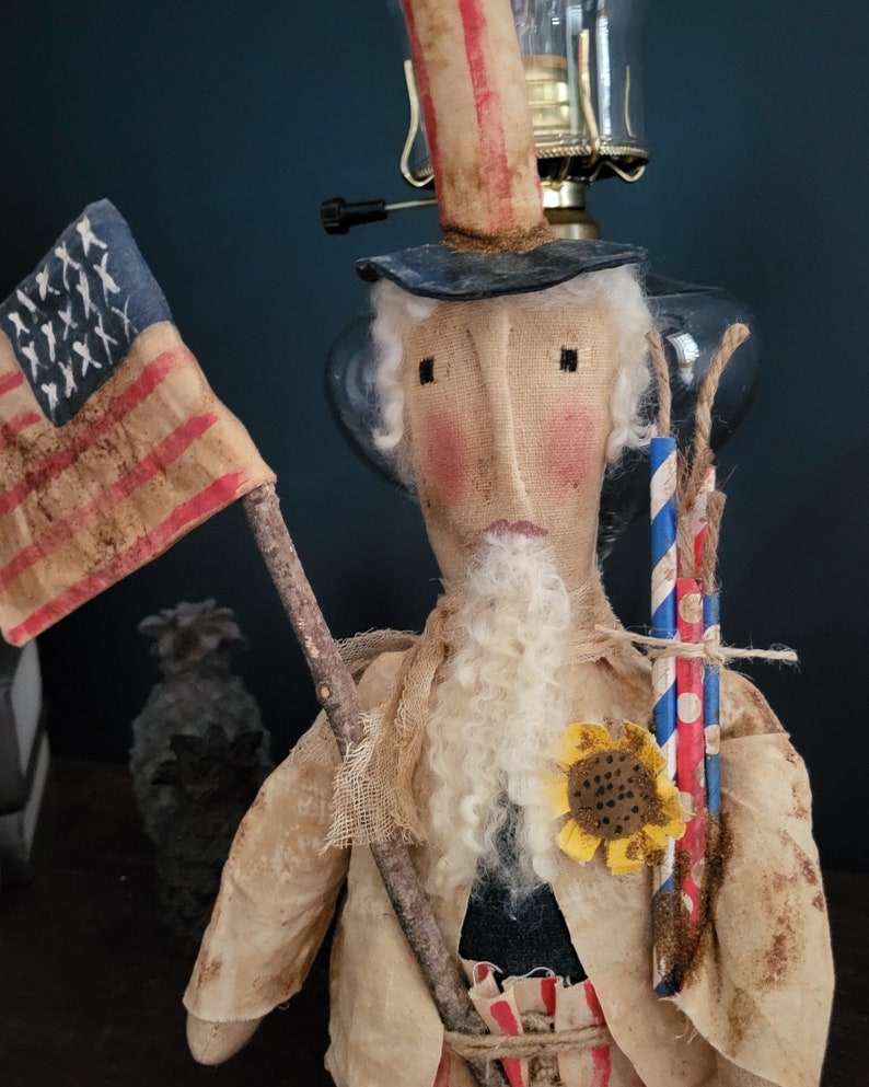 Primitive Farmhouse Folk Art Uncle Sam Etsy