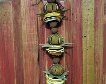 Primitive Farmhouse Lime Lemon Cinnamon Bead Bay Leaf Cupboard Hang Make Do