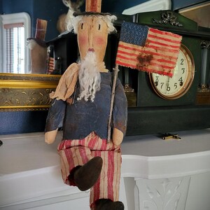 Primitive Farmhouse Independence Folk Art Uncle Sam image 2