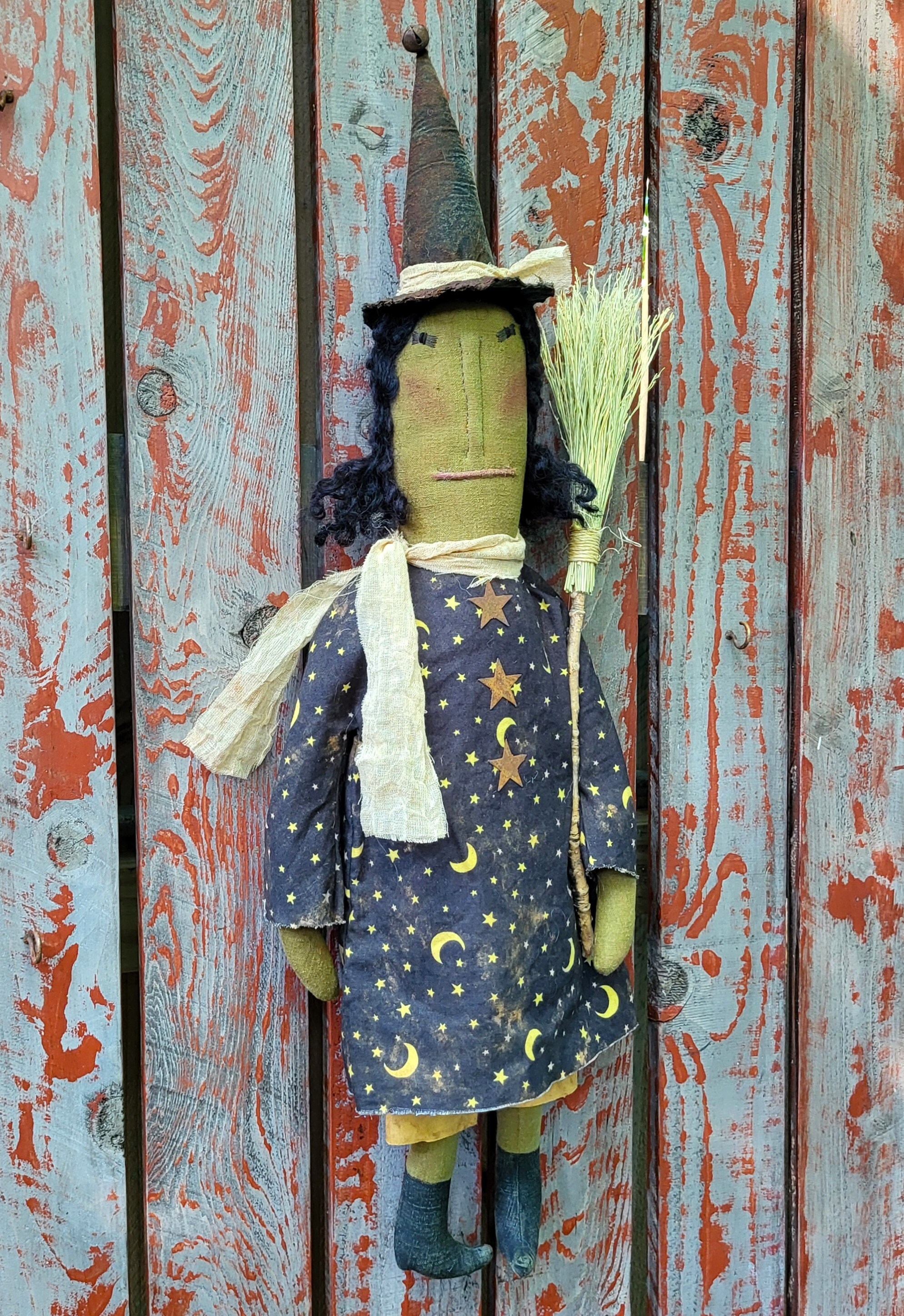 Primitive Witch Folk Art Doll Halloween Autumn Fall Broom - Etsy