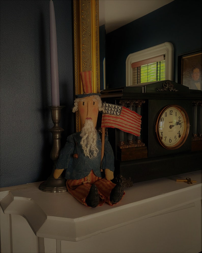 Primitive Farmhouse Independence Folk Art Uncle Sam image 3