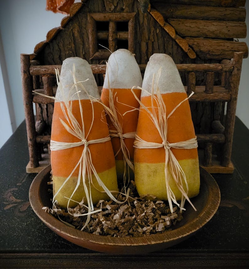 Primitive Autumn Fall Halloween Candy Corn Bowl Fillers Cupboard Tucks ...